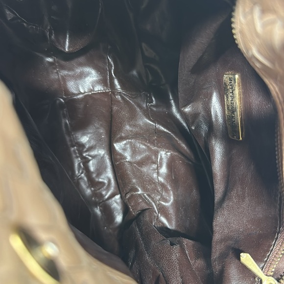 Bottega Veneta Intriciato Leather Dot Shoulder Bag Purse Adjustable Tan Brown - Picture 16 of 16